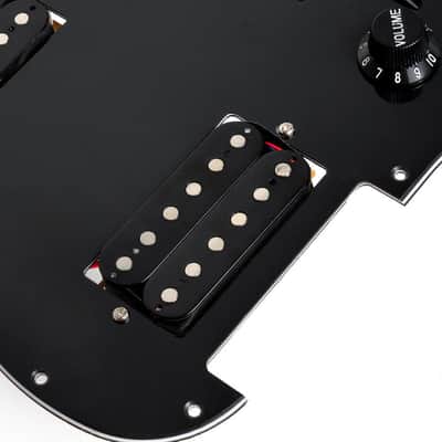Stratocaster Style HH Loaded Pickguard and Humbucker, Black-Black image 3
