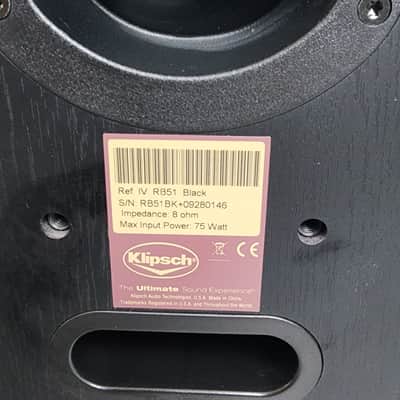 Klipsch Ref IV RB51 Black 75 Watt Bookshelf Speakers Pair image 5
