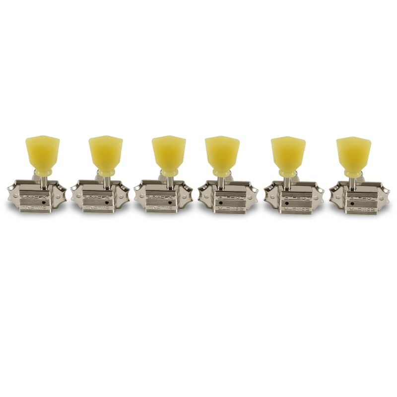 Kluson KVD-3-NPKDR Per Side Vintage Diecast Series Tuning Machines -Nickel w/Plastic Keystone Button image 1