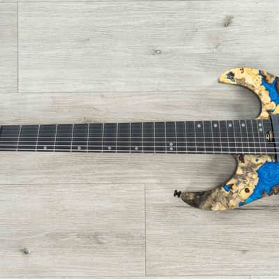 Mint Legator Ninja X7F Multi-Scale 7-String Guitar, California Buckeye Burl, Fishman Set, Caribbean Blue image 6