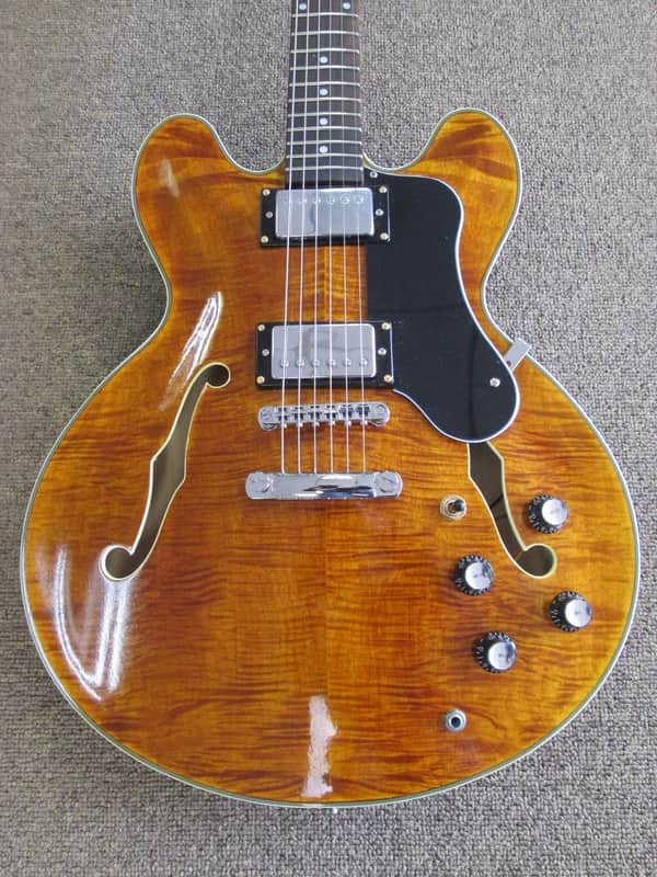 Blue Frog Made in the USA  335 Style Flametop 2014 Vintage Amber image 1