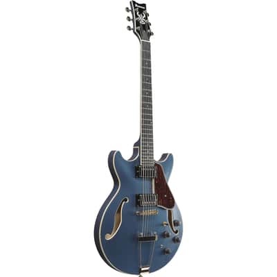 Ibanez Artcore Expressionist AMH90-PBM 6-String Hollow Body Electric Guitar with Macassar Ebony Fretboard, Right-Handed, Prussian Blue Metallic image 6