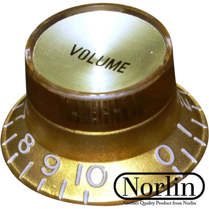 Norlin KG-130VI Embossed Top Hat Reflector Volume Knob for Gibson® Guitars-Gold w/ Gold Inserts image 1