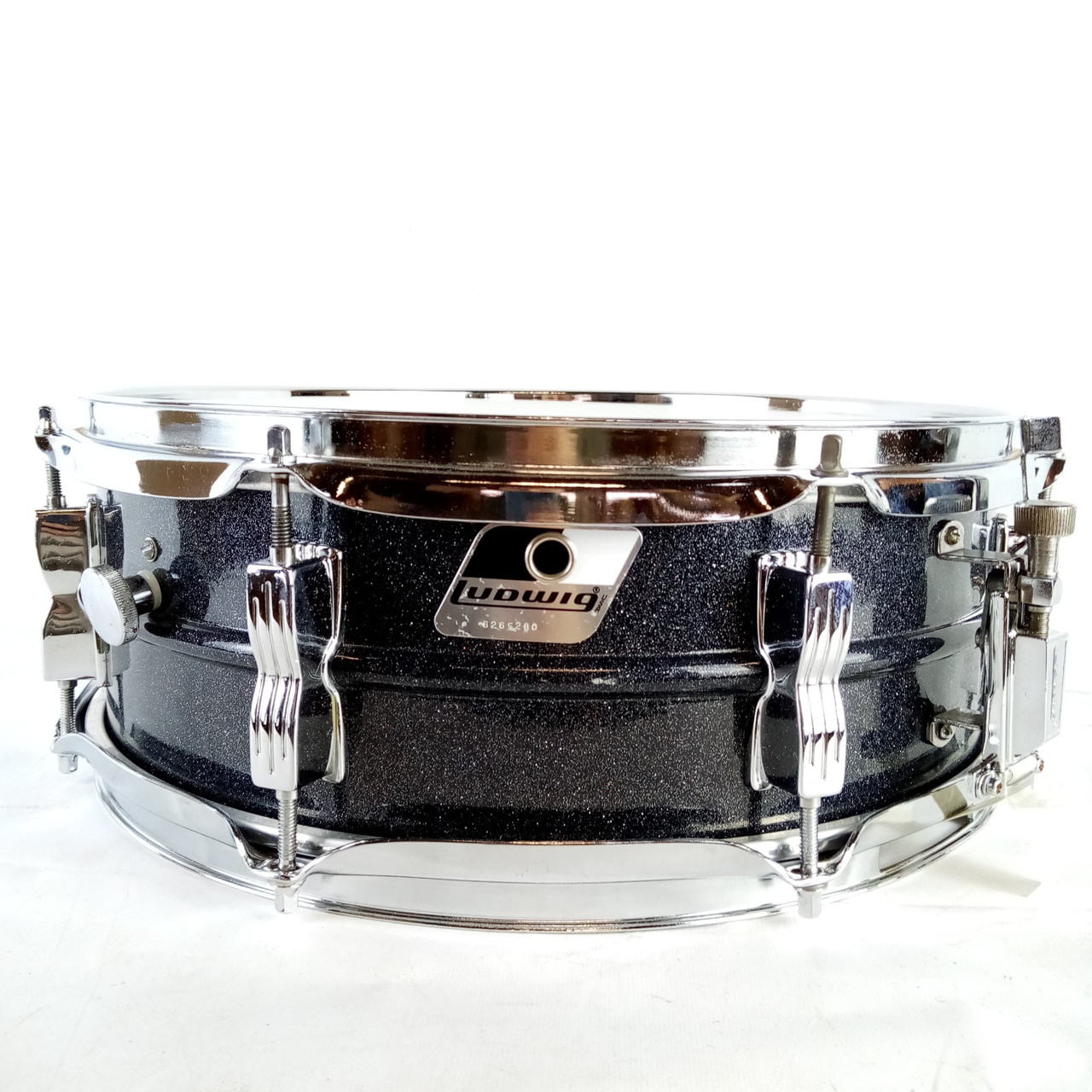 Ludwig 14"Black Galaxy Acrolite "Blackrolite" Snare Drum Aluminum Original Heads — main photograph