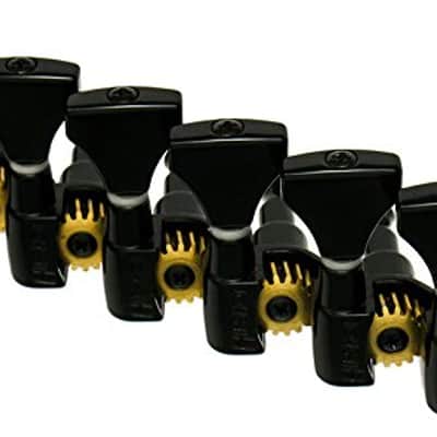 Hipshot BLACK 6-In-Line Non-Staggered Open-Gear Guitar Machines Tuners w/UMP Kit image 3