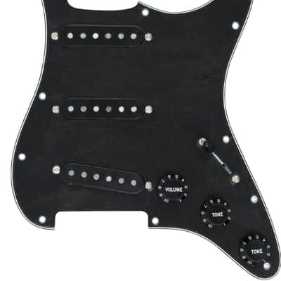 DiMarzio FG2108BA5 True Velvet Vintage Strat Prewired Solderless Pickguard Set with Black Pickguard