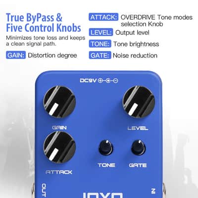 Joyo JF-23 Argos Overdrive Pedal Built-in Noise Gate for Electric Guitar or Bass True Bypass image 9