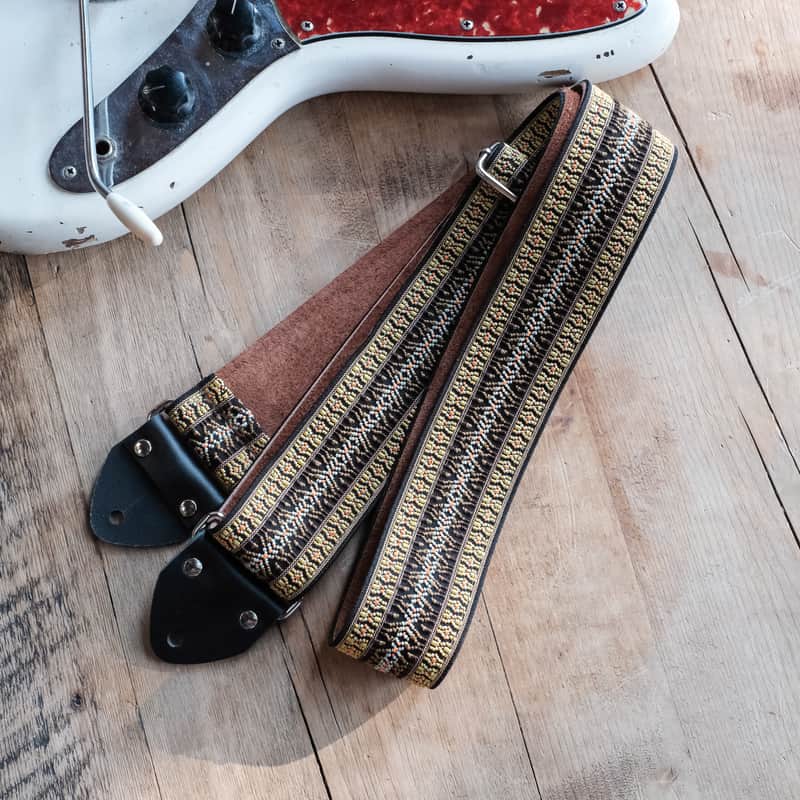 Vintage Ethnic 60s/70s Hippie Guitar Strap / Real Suede Backing / Handmade in the UK image 1