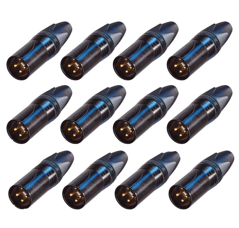 (12 PACK) NEUTRIK NC3MXX-B 3-Pin XLR Male Cable Mt Connector Black w/ Gold Pins image 1