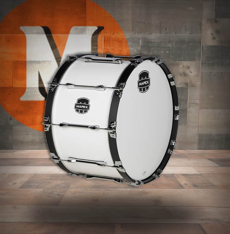 Mapex Qualifier 22 In. x14 In. Marching Bass Drum Gloss White (QLB2214CCSW) image 1