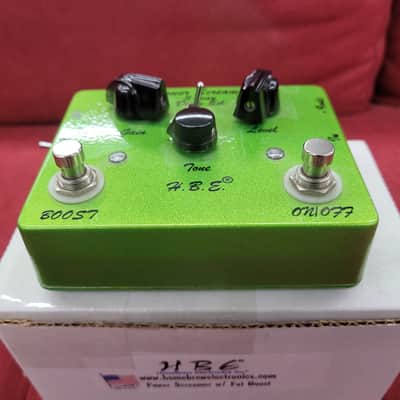 HomeBrew Electronics Power Screamer with Fat Boost Overdrive Pedal - Lime Green Sparkle image 5