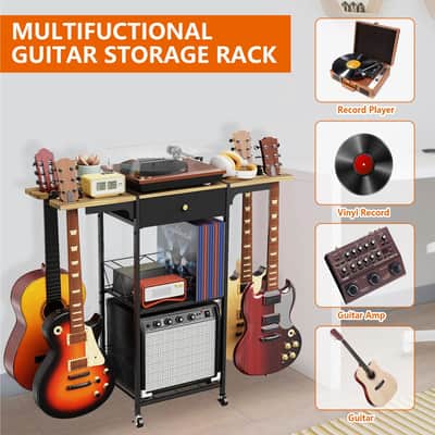 3-Tier Guitar Stand Rack with Wheels – Multi Guitar & Amp Storage Stand image 7