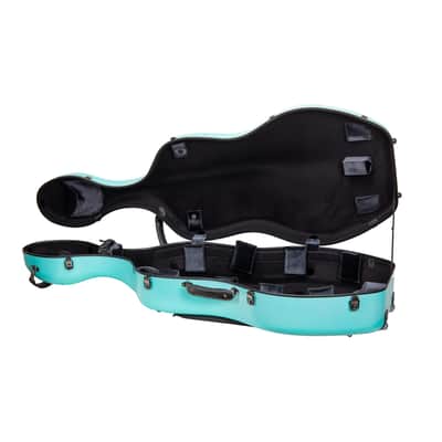 Crossrock Poly Carbon Case with Wheels fits 4/4 Full Size Cello, Includes Outside Music Pouch, 3 Handles, Detachable Straps-Mint Blue image 8