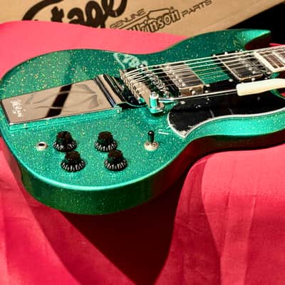 Vintage Guitars 30th Anniversary VS6 Electric Guitar with Vintage Style Vibrato  Green Metalflake image 17