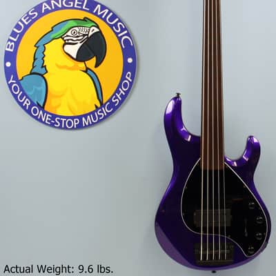 2017 Ernie Ball Music Man StingRay-5 H 5-String Fretless Bass, Firemist Purple image 1