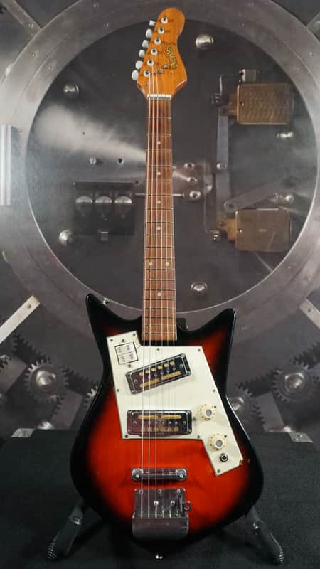 1960s Norma EG-405-2 Redburst MIJ Vintage Electric Guitar w/ Original Gold Foils image 1