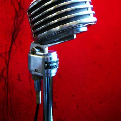 Vintage RARE 1940's Turner 34X modified dynamic microphone Satin Chrome with cable & Atlas DS-5 stand 77A 101C image 3