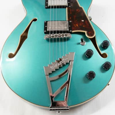 D'Angelico Premier SS Semi-hollowbody Electric Guitar - Sky Blue with Stopbar Tailpiece image 2