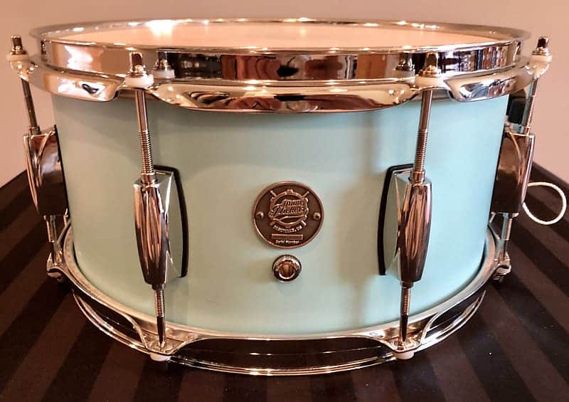 D.P. Custom Preferred Power Piccolo 6.5”x13” 6-Ply Maple Snare Drum Sea-Foam Blue-Sea Foam Blue / Brand New image 1