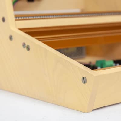 2 Many Synths 10U 60HP solid ash Eurorack case with YELLOW coloured linseed oil and GOLD rails 2024 - Yellow coloured linseed oil image 14