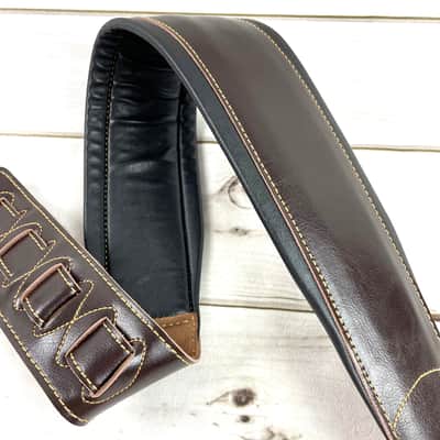 Walker and Williams C-22-BRN Dark Brown Handmade Premium All Grain Leather Padded Guitar Strap 3" Wide For Acoustic, Electric, And Bass Guitars image 5
