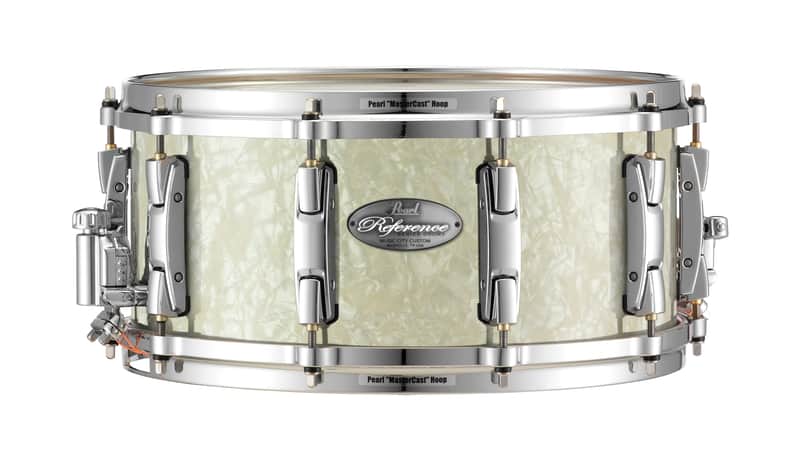 Pearl Reference One 14x6.5" Hybrid Maple/Birch Nicotine White Marine Pearl Wrap Snare Drum Mastercast Die-cast Hoops Single Swivel Lugs Glide-lock Strainer | WorldShip | Authorized Dealer image 1