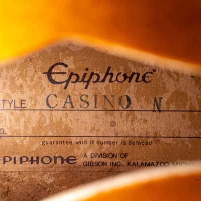 1981 Epiphone Casino Vintage Guitar Natural, Near-Mint w/ Case, Japan Matsumoku Pre-Elitist image 6