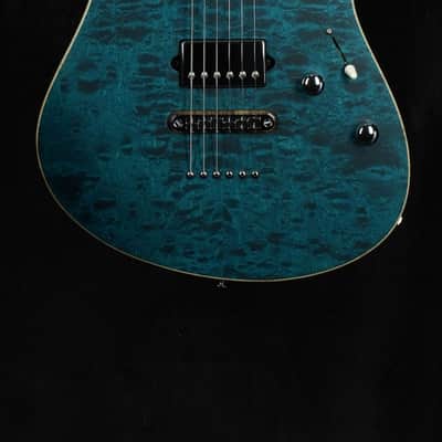 Suhr Custom Modern in Transparent Teal with Black Limba Body image 1