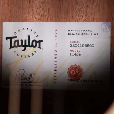 Taylor 114ce Grand Auditorium Acoustic/Electric Guitar - Sapele with Gig Bag image 17
