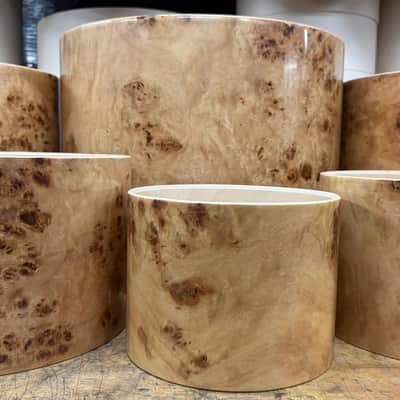 POPLAR MAPPA BURL exotic wood and Maple 7 pcs shell set - 5 ply core shells - Clear gloss polished BEST OFFERS ACCEPTED! image 4