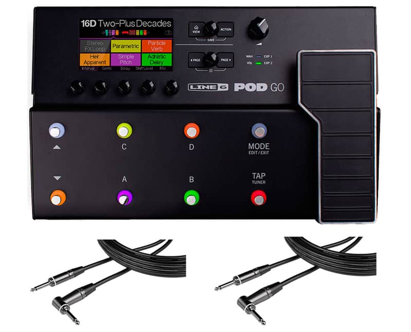 Line 6 POD Go + 2x Gator 20' RA Instrument Cable image 1