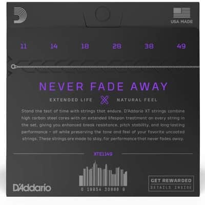 D'Addario XTE1149  Electric Guitar Strings XT Nickel, Medium 11-49 image 2