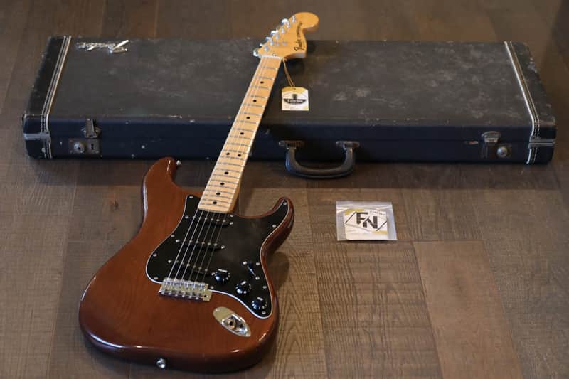 Vintage! 1977 Fender Stratocaster Double-Cut Electric Guitar Mocha Brown + OHSC image 1