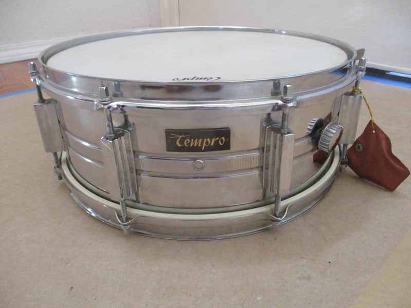 Tempro Vintage 14 X 5 Snare Drum, 8 Lugs, Brilliant Chrome, Muffler, Made In Japan, All Original! image 1