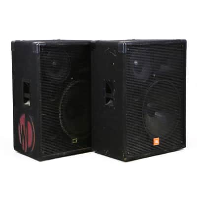 1990s JBL MR 838 3-Way Large Studio Live PA Monitors Black Carpet Cabinets 18” 10” Horn Speakers Bass Monitor Set image 5