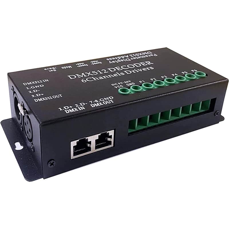 5V-24V 6 Channel DMX512 Decoder LED Controller, for RGBRGB RGBW RGBWW RGBWWW LED Strip Light, 4-Digit Display image 1