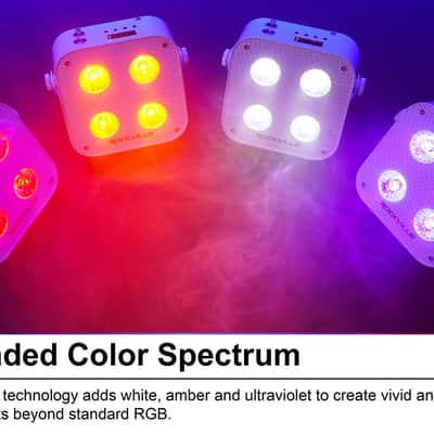 Rockville 4 PACK MINI RF4 V2 WHITE DJ Par Wash Up Lights+Wireless DMX+App+Bag image 3
