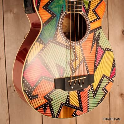 Washburn AB5K Custom Art 4-String Acoustic Bass "The Puzzle Factory " w /gig bag image 7