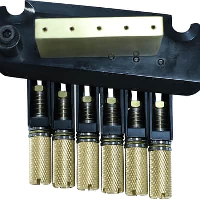 10.5mm Headless Electric Guitar Bridge Black Brass Block Saddle Hardened Steel Plate 2 point tremolo bridge for Fanned-fret 6 String Headless Electric Guitar Replacement parts image 3
