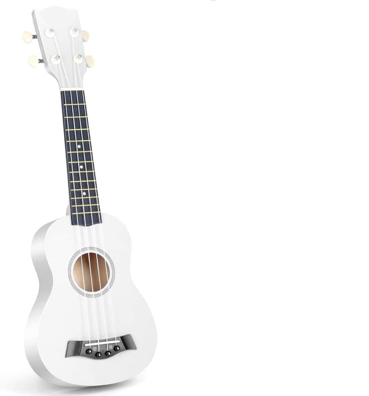 Soprano Ukuleles for Beginners, Hawaiian Ukuleles 21 Inch Basswood,4 - Strings Guitar Ukulele for kids Adult Student, (White) image 1