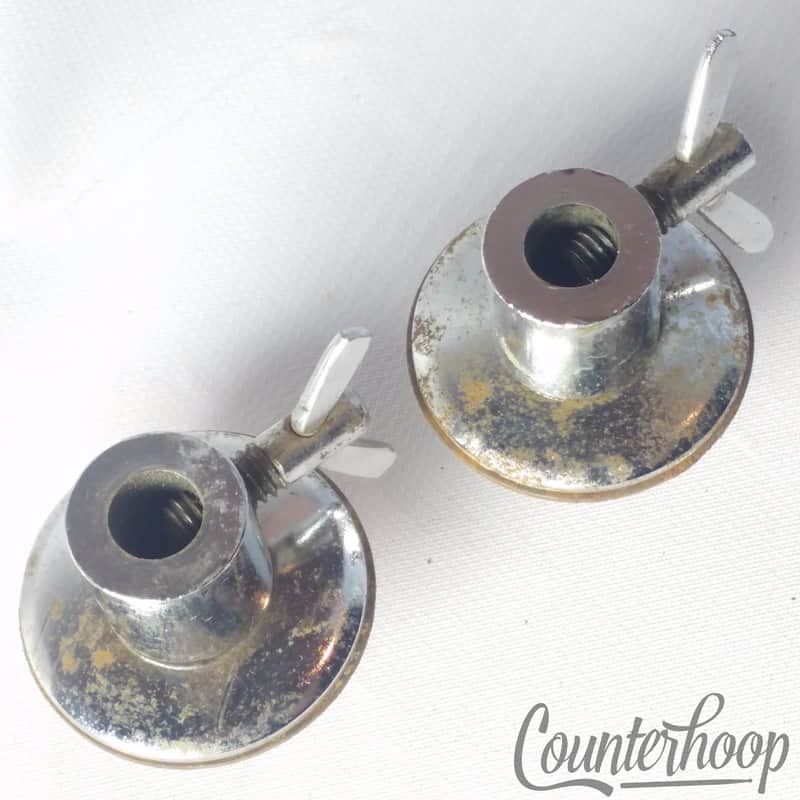 Gretsch Disappearing Spur Mounts Straight Bass Drum Leg Receivers 60s Chrome W&A image 1