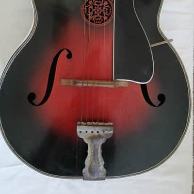Unknown 1930's Vintage Archtop, probably German / Schonbach made. Archtop probably 1930's - Red / dark sunburst image 4
