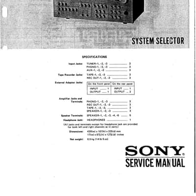 Sony SB-5335 Audio Selector: Input/Tape/Phono, 3 Amps, 5 Speakers, Clean, Work! image 17