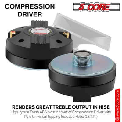 5 CORE Horn Speaker Tweeter Compression Driver 1.75 Inch Titanium Voice Coil 220W Peak 8 Ohm 110 Watts RMS Loud 105dB 18 Oz 110mm Magnet- Screw-on Thr image 9