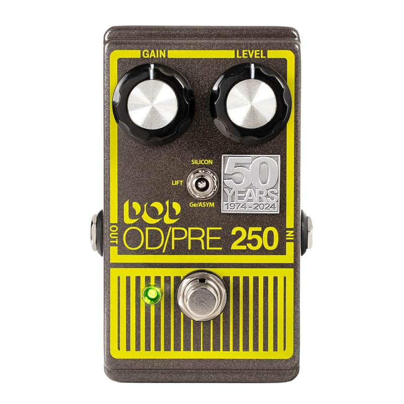 DOD Overdrive Preamp 250 50th Anniversary Edition Pedal - Grey & Yellow image 1