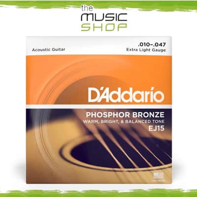 D'Addario EJ15 10-47 Extra Light Phosphor Bronze Acoustic Guitar Strings image 1