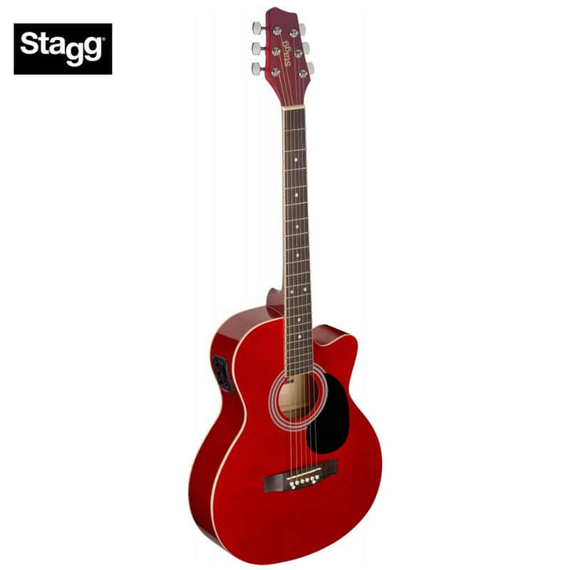 Stagg SA20ACE RED Auditorium Cutaway Nato Neck 6-String Acoustic-Electric Guitar w/Basswood Top image 1