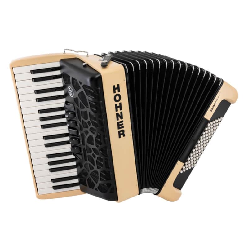 Hohner BRAVO MyColor III 72 Lightweight Chromatic Piano Key Accordion with Gig Bag and Adjustable Strap (Earth - Beige Red) image 1