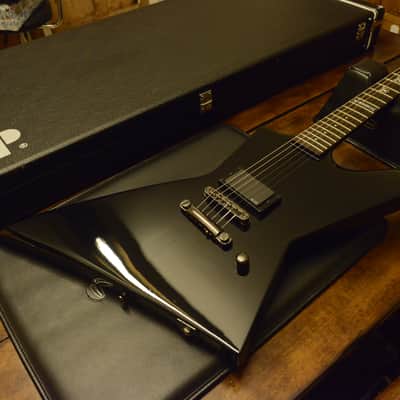 ESP Custom Shop EX In Flames Jesper Stromblad Signature Reverse Headstock MX Black Guitar image 1
