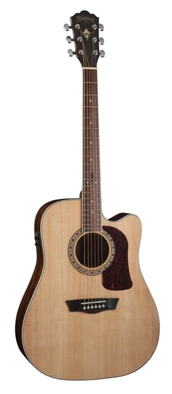 Washburn D10SCE Heritage 10 Series Dreadnought Cutaway Acoustic Electric Guitar. Natural image 1